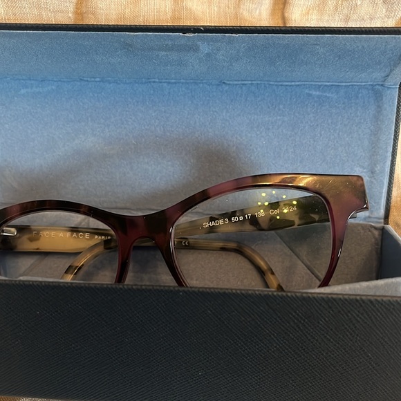 Face a Face frame. Purple with charcoalal/brown/tan temples.  Rx lenses. - Picture 7 of 8